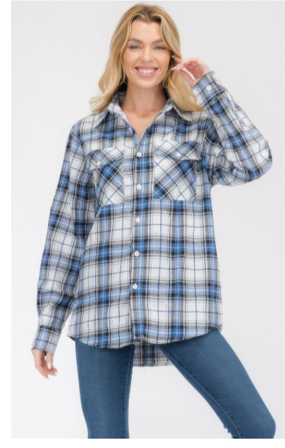 Womens Boyfriend Long Sleeve Checkered Flannel