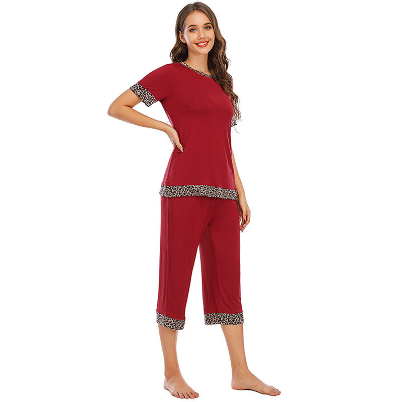 Contrast Casual Breathable Pajamas Suit