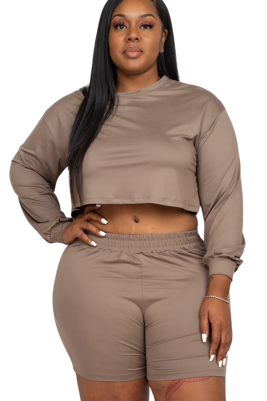 Cozy Crop Top And Shorts Set