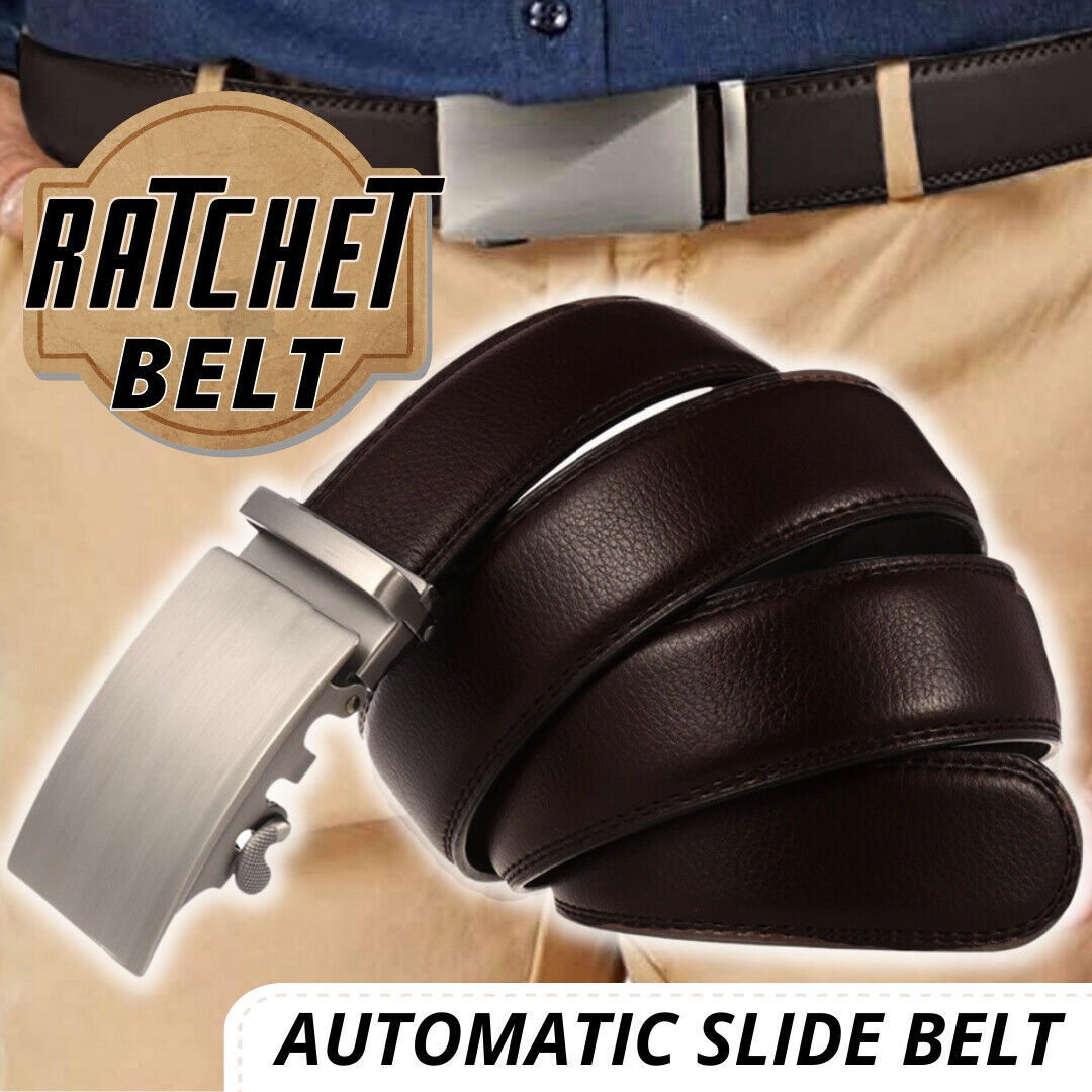 Microfiber Leather Men Ratchet Belt - Dark Brown