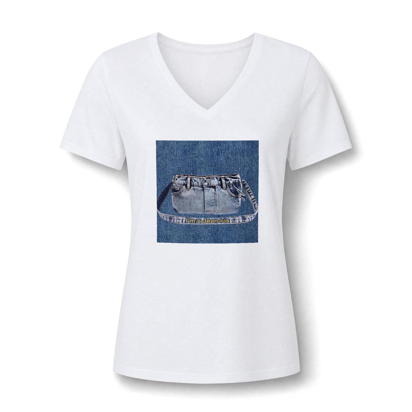 I’m A Jean- ius Women's V-Neck Tee — Denim Pocket Tee