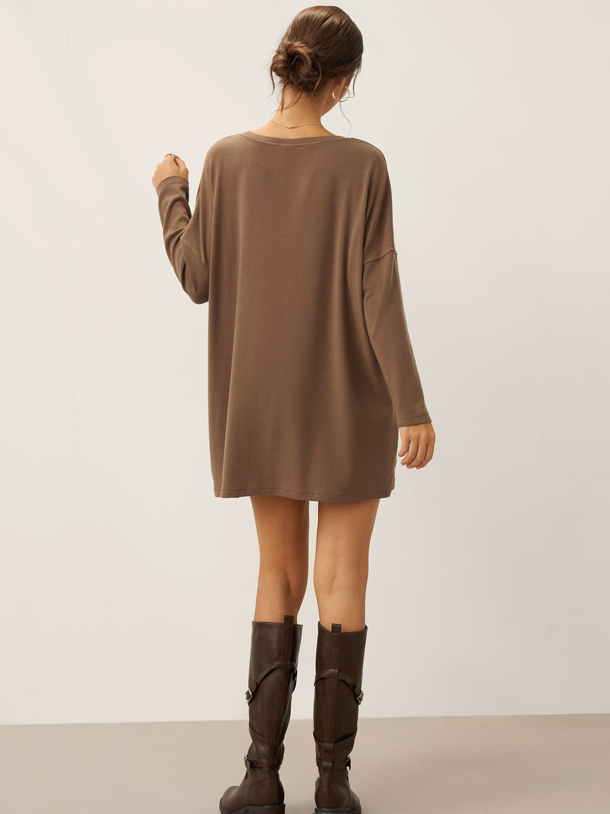 Lenzing Tencel Modal® Long Drop Shoulder Stretch Pullover Top with Patch Pockets