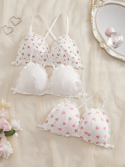 3-Pack Wireless Crisscross Bralettes