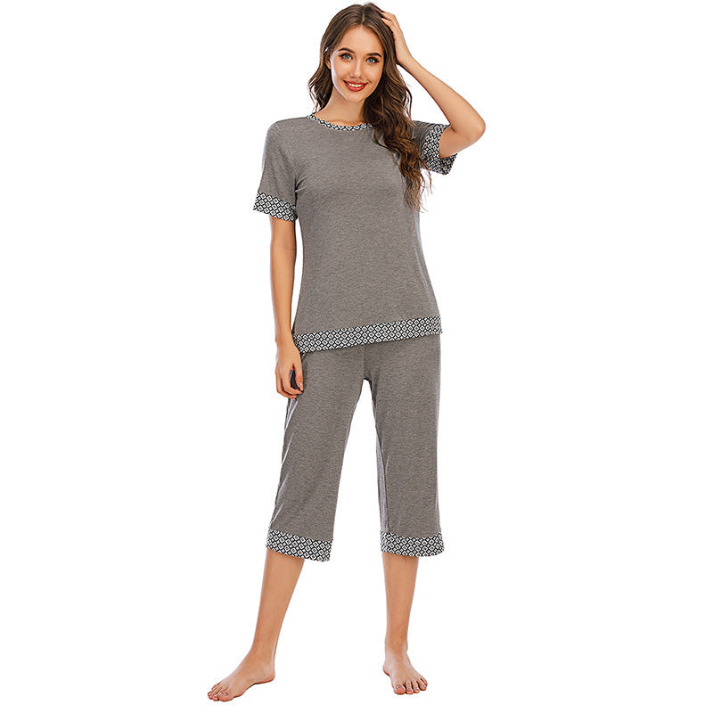 Contrast Casual Breathable Pajamas Suit