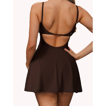 Womens Spaghetti Strap Tennis Dress With Shorts Workout Side Slit Active Golf Dresses