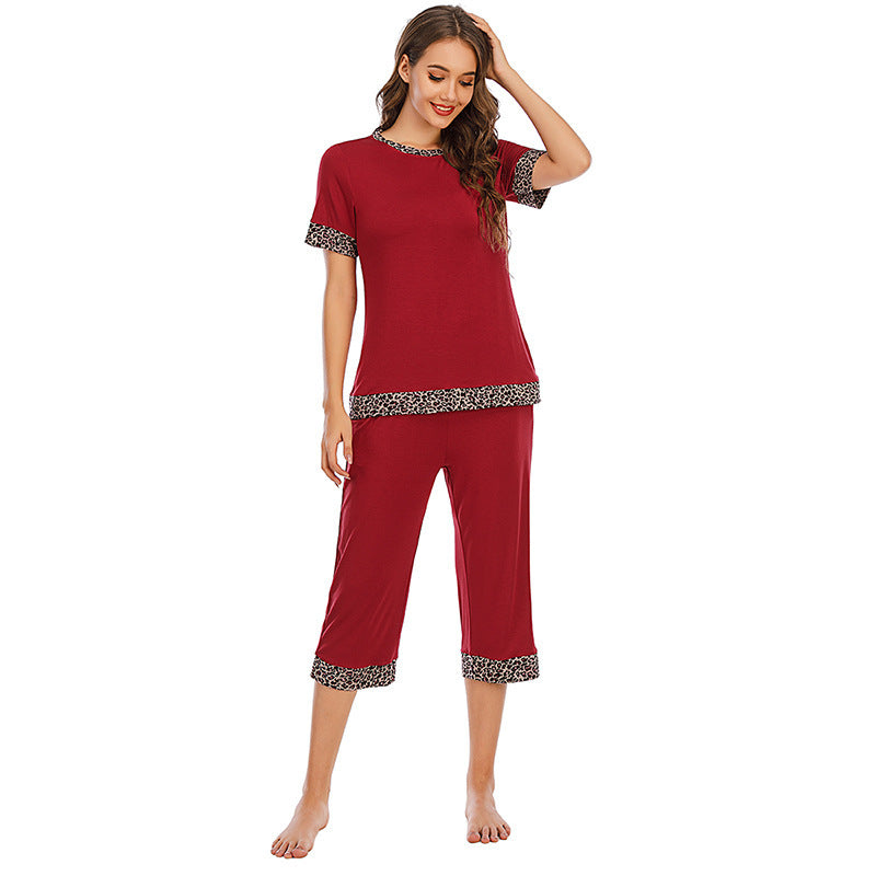 Contrast Casual Breathable Pajamas Suit