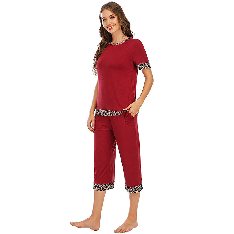 Contrast Casual Breathable Pajamas Suit