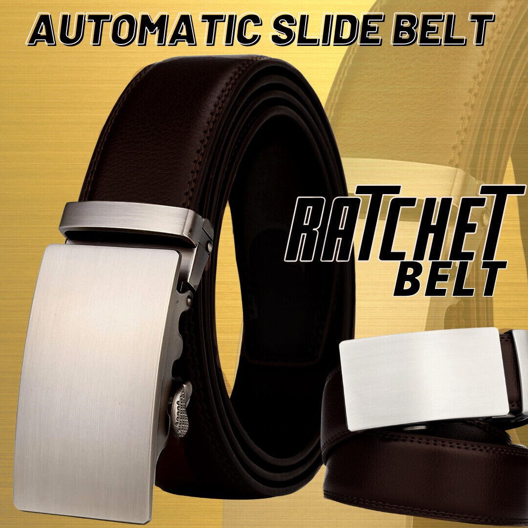 Microfiber Leather Men Ratchet Belt - Dark Brown