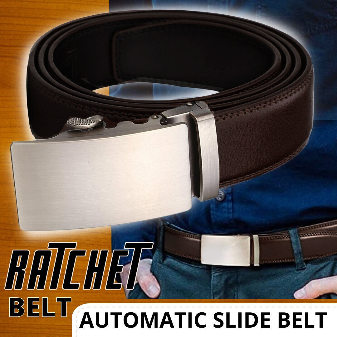 Microfiber Leather Men Ratchet Belt - Dark Brown